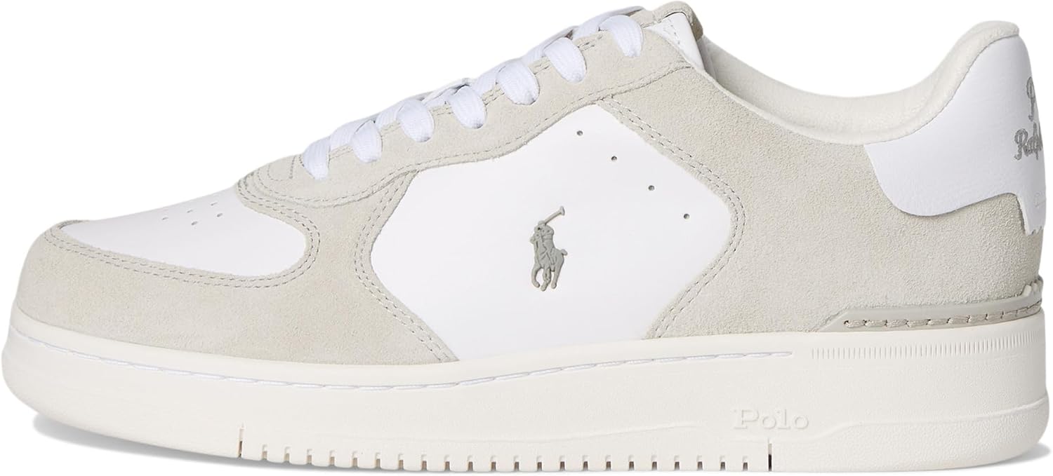 Мужские кроссовки Polo Ralph Lauren Masters Court из кожи и замши, белый/фиолетовый/серый — фото 4