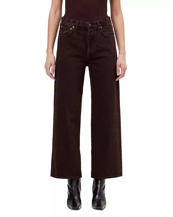 

Джинсы Ren с высокой посадкой, широкими штанинами и длиной до щиколотки, цвет терновник. Agolde, коричневый