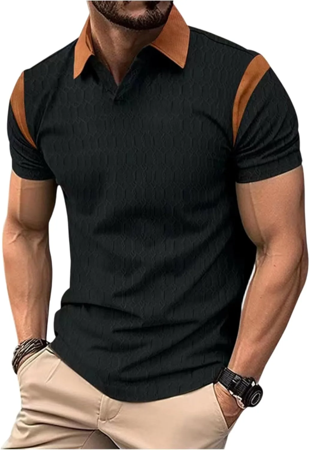 

Мужская поло с коротким рукавом из ребристой ткани RODYETQQ