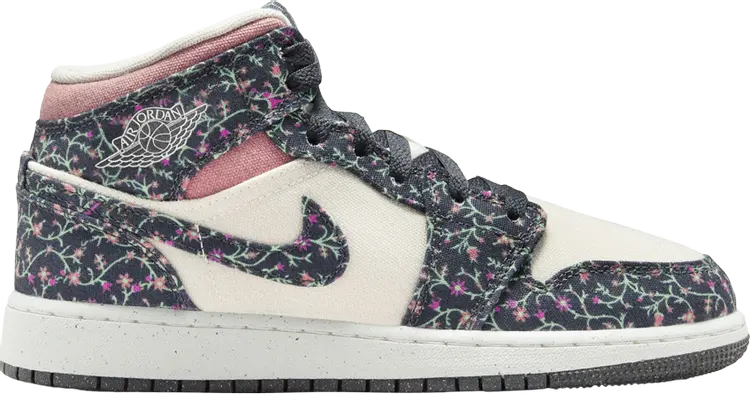 

Кроссовки Air Jordan 1 Mid SE GS 'Floral', черный