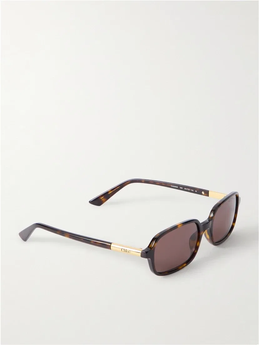 Прямоугольные солнцезащитные очки Judy из ацетата черепахового цвета Chloé Eyewear, коричневый — фото 3