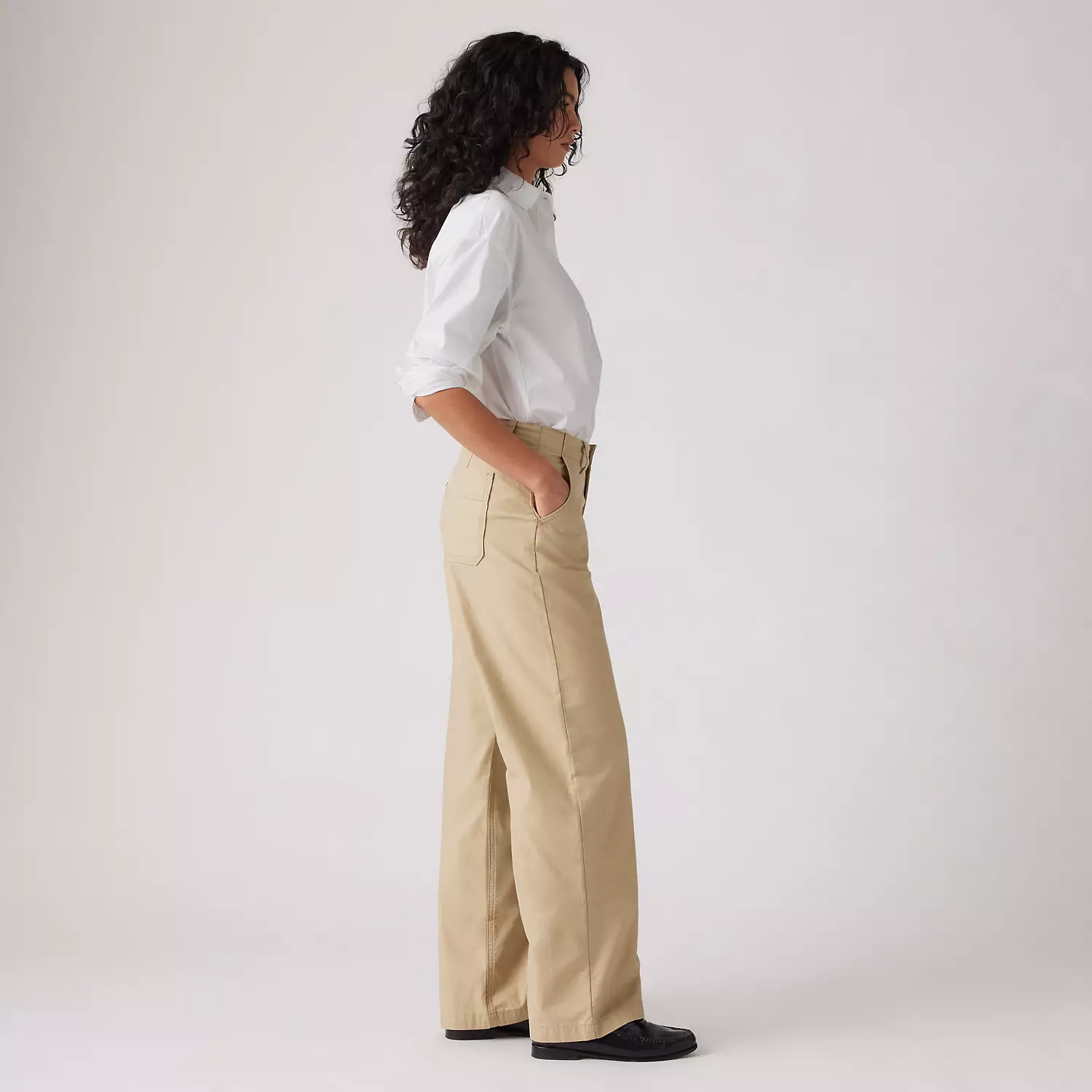 Прямые женские брюки 90-х годов Levi's, цвет Travertine - White — фото 4