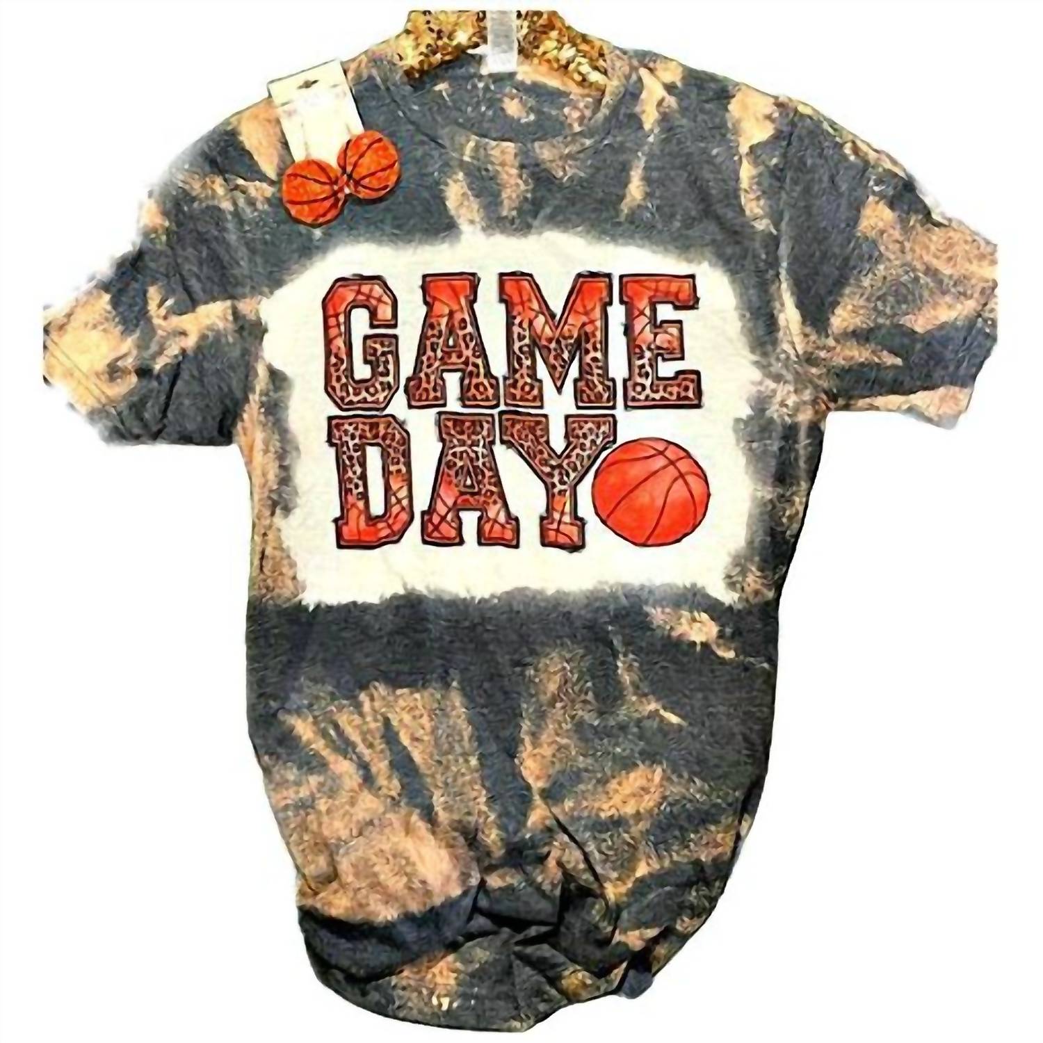 

Женская баскетбольная футболка с леопардовым принтом Game Day Bleached темно-серого цвета Ms. Bleached Tees N More
