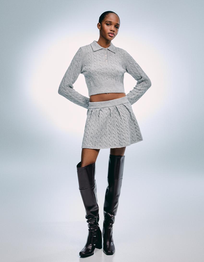 

Мини-Юбка с косами Bershka, серый
