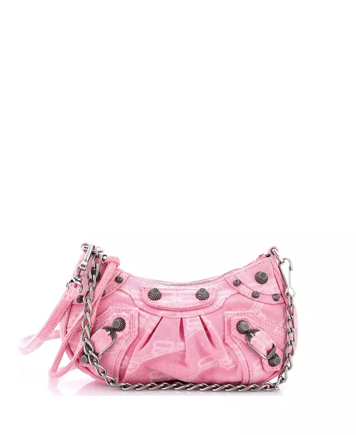 

Мини-сумка через плечо Le Cagole Giant Studs BB Monogram Denim Pre-Owned Balenciaga, розовый