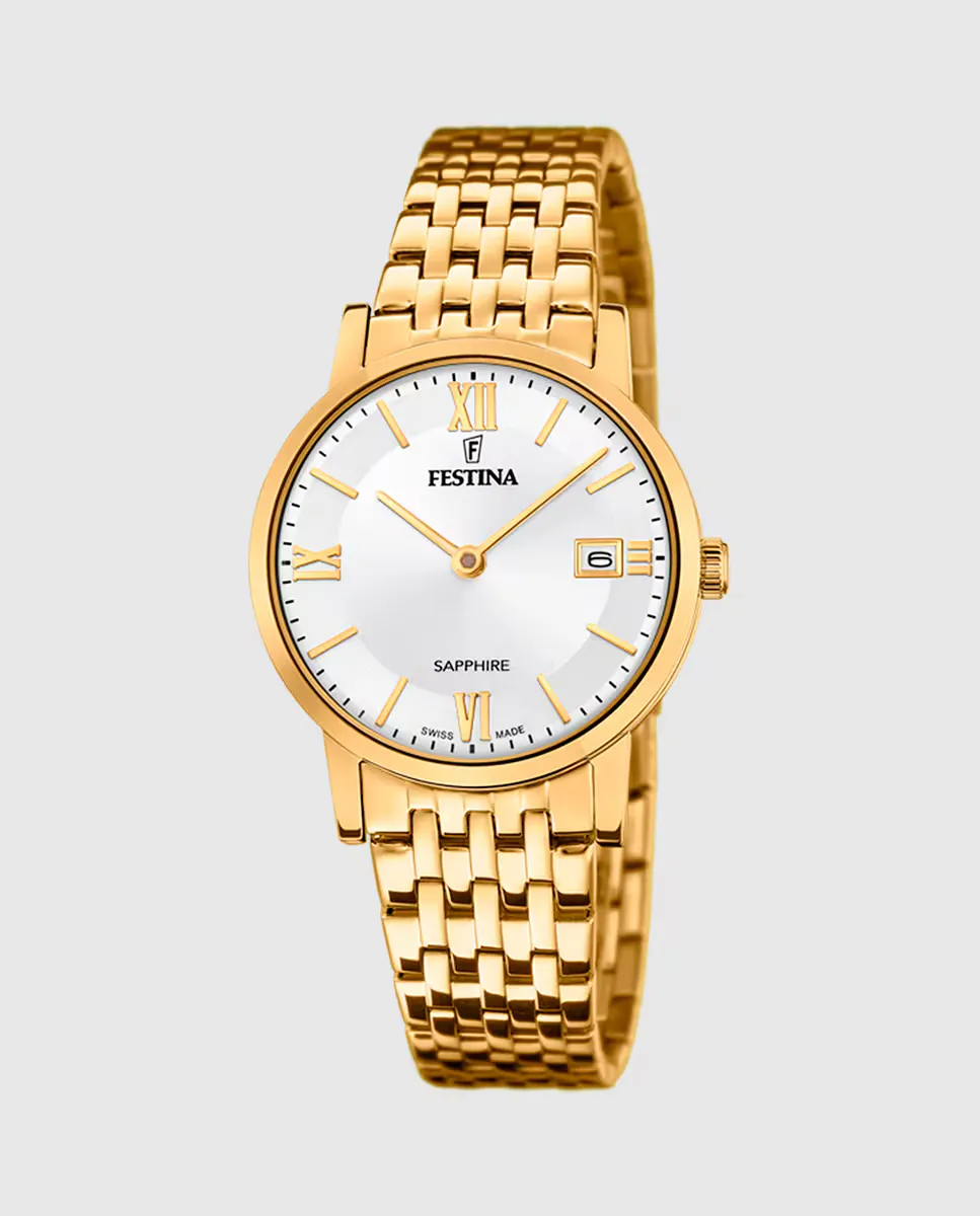 

Женские часы F20021/1 Swiss Made из золотой стали Festina, золотой
