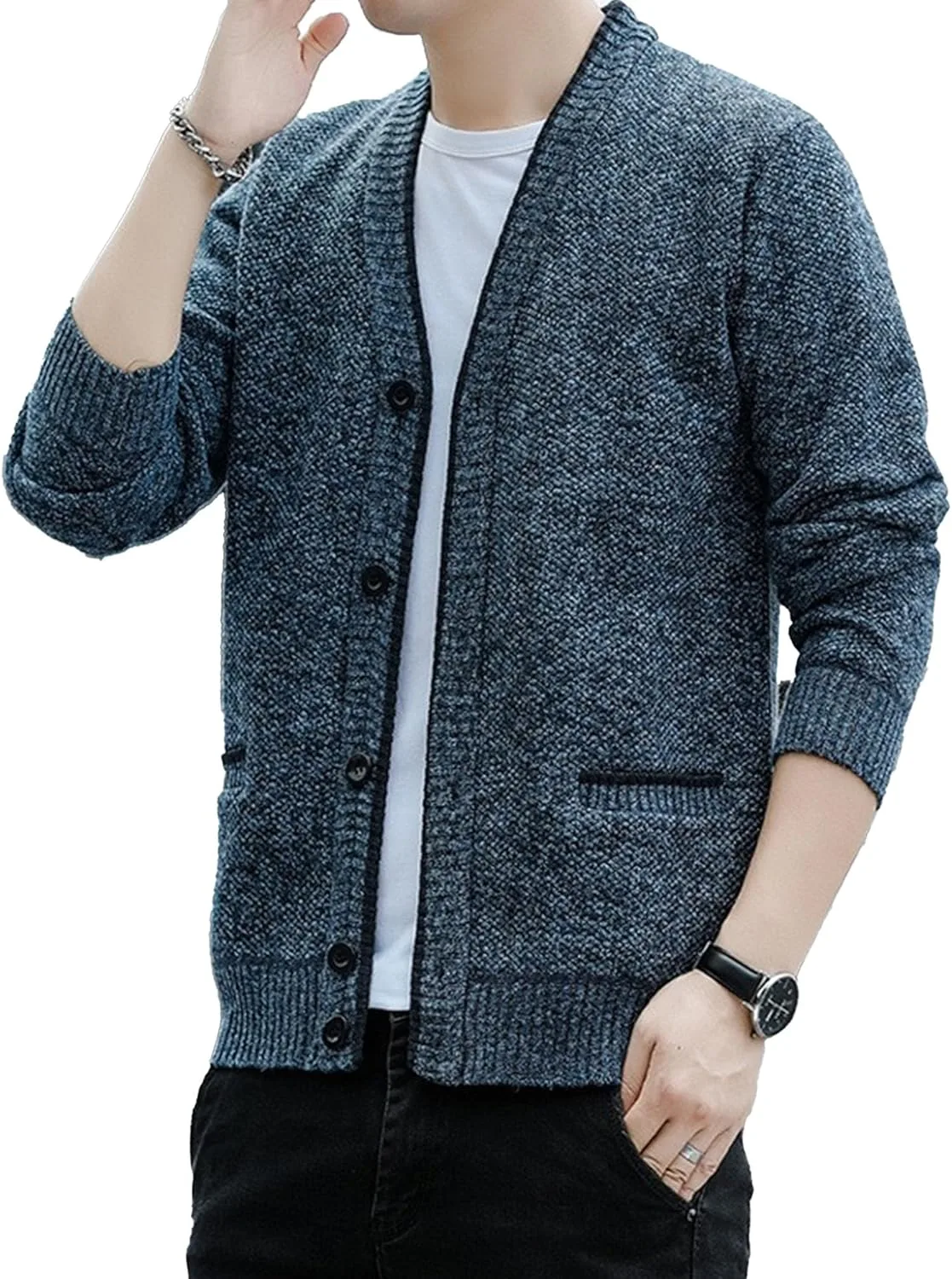 

Кардиган мужской V-образный вырез на пуговицах QOAAIE