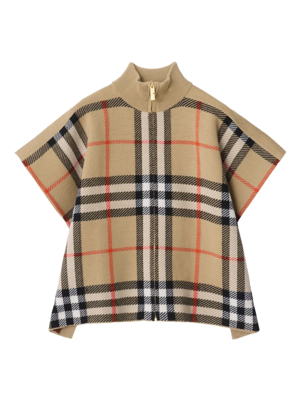 

Двусторонний кейп в клетку BURBERRY KIDS, бежевый
