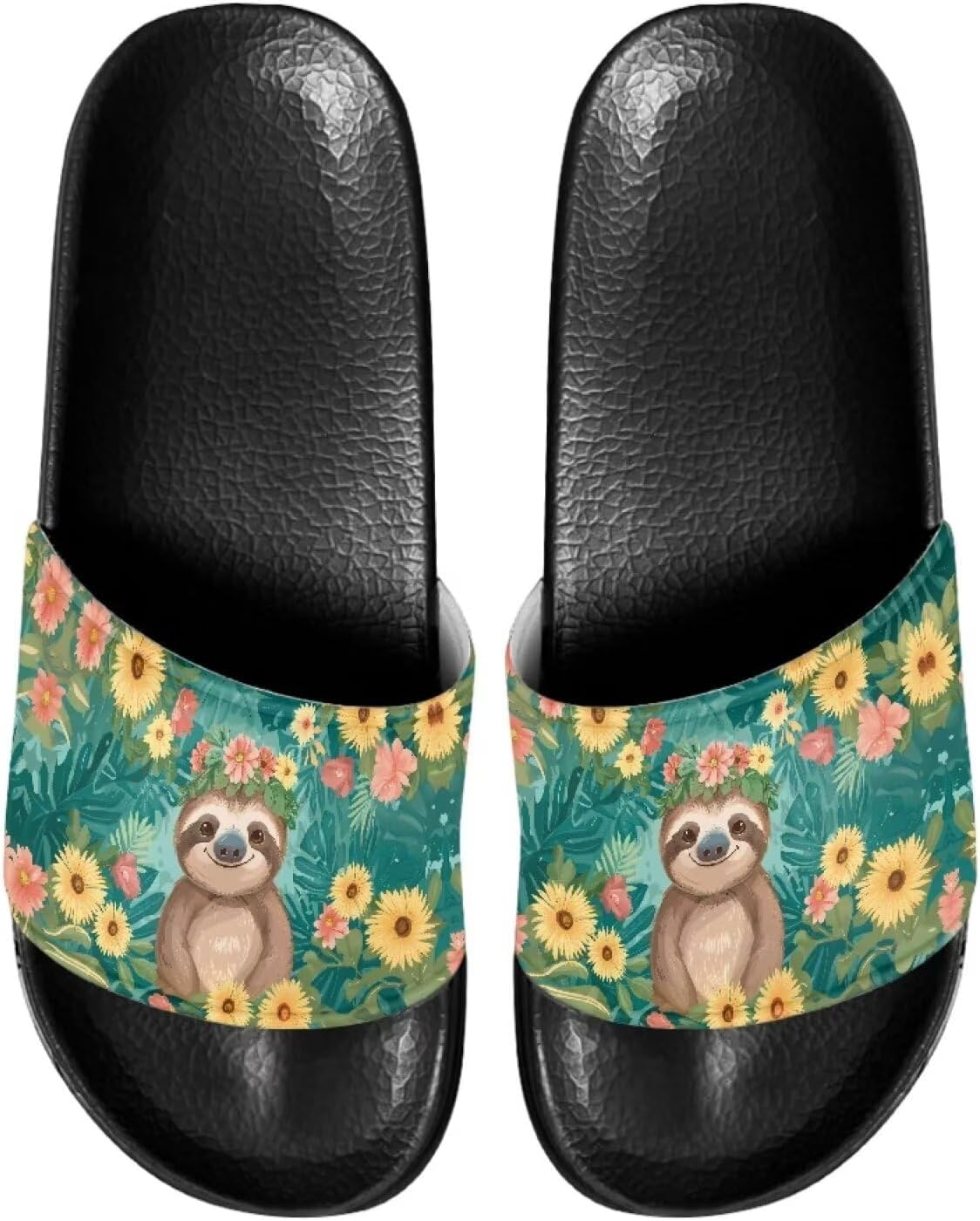 

Мужские повседневные домашние сандалии Нескользящие тапочки для ванной и душа Пляжные шлепанцы для бассейна для пар Judentidos, Funny Sloth Floral