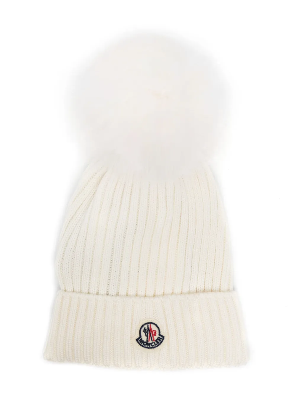 

Шапка бини в рубчик с помпоном Moncler Enfant, белый