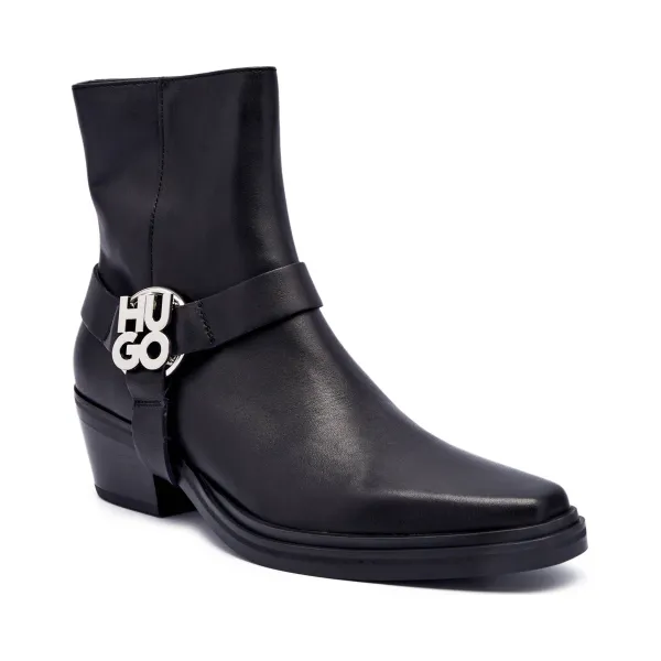 

Кожаные ковбойские сапоги kody_bootie_lt Hugo, черный
