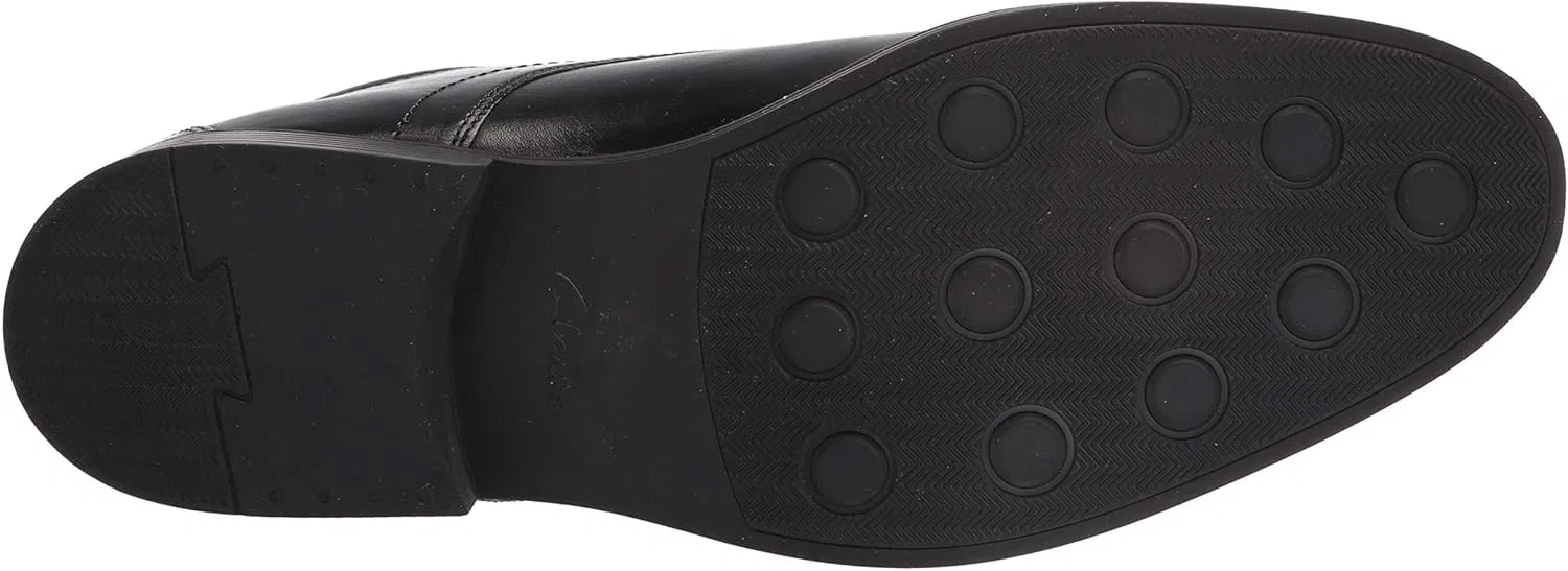 Мужские оксфорды Clarks Whiddon с гладким носком и шнуровкой, черная кожа, ширина 13 дюймов — фото 4