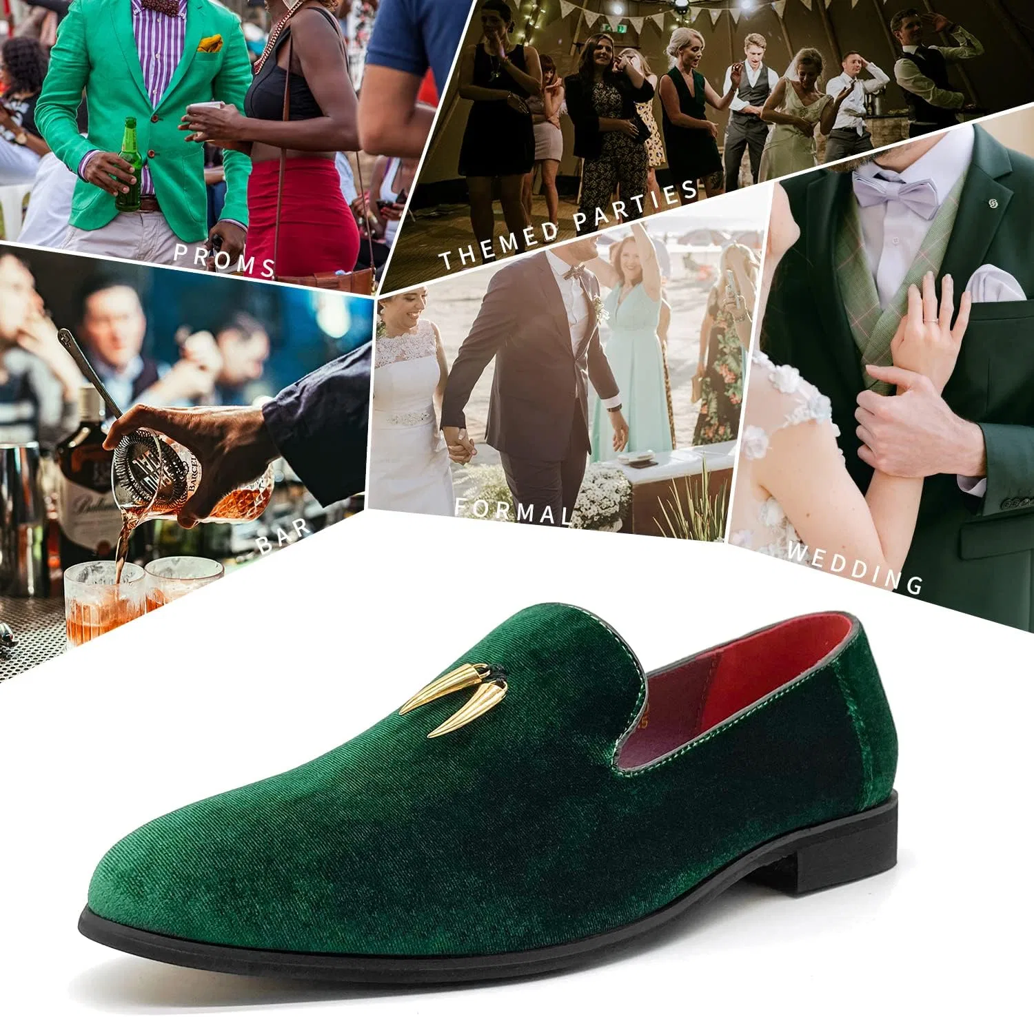 Мужские лоферы MHB Penny Slip-On из бархата и замши, туфли-слипоны с блестками, в стиле смокинга, Green — фото 2