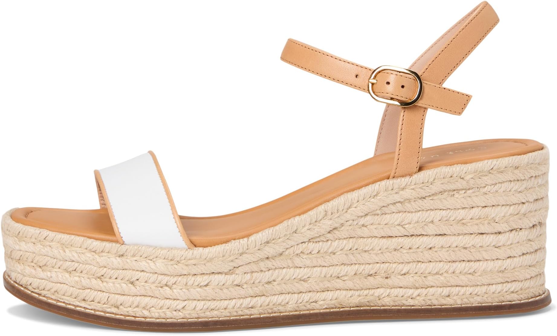 Сандалии Cole Haan Cloudfeel Keeton Espadrille Flatforms, цвет White Leather/Biscuit Leather — фото 4