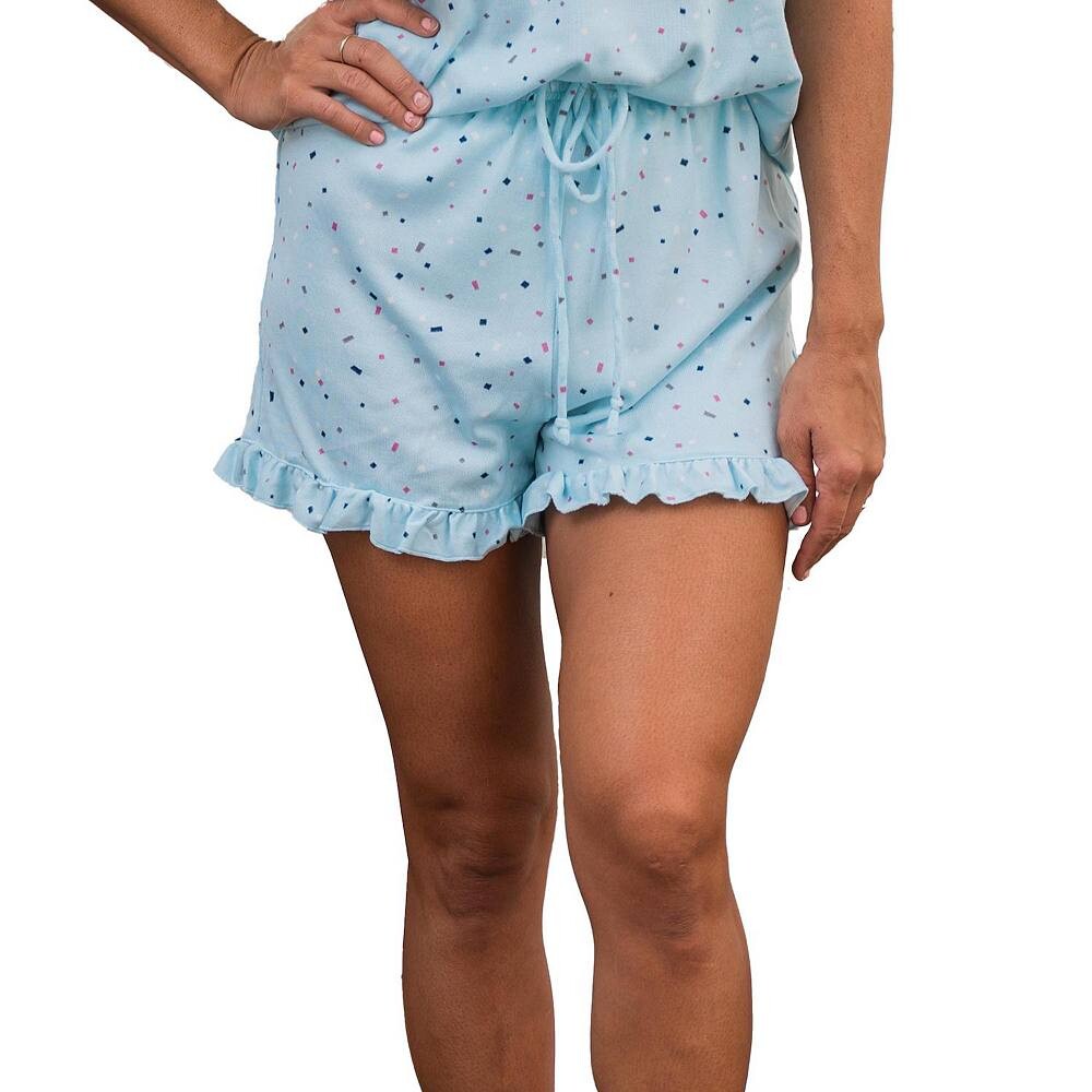 

Женские очень мягкие шорты с рюшами для отдыха Calypsa LLC, цвет Light Blue Speckled
