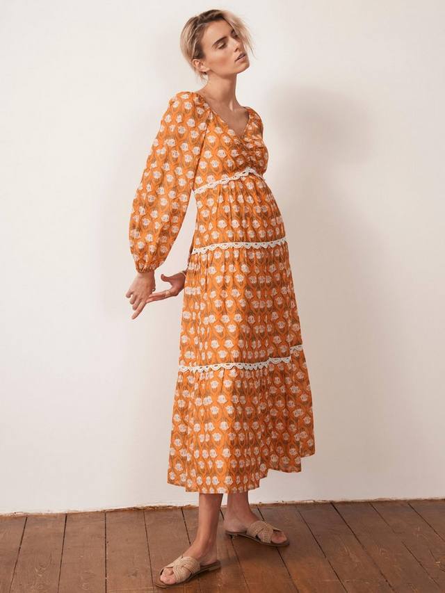 

Платье макси с цветочным принтом Mint Velvet, Orange/Multi