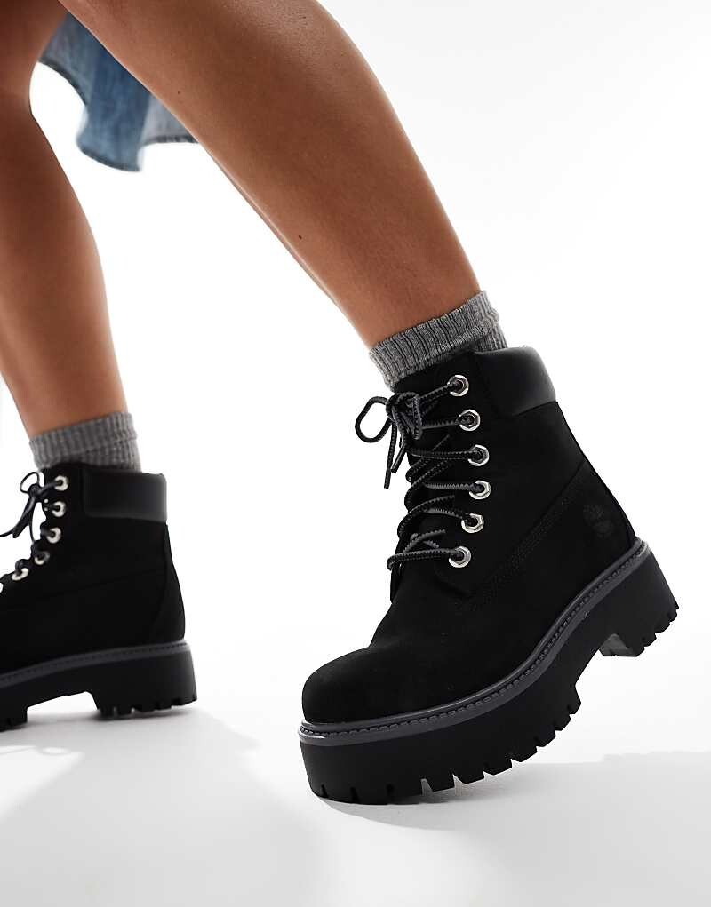 Timberland – Stone Street – Черные ботильоны из нубука высотой 6 дюймов на толстой подошве — фото 3
