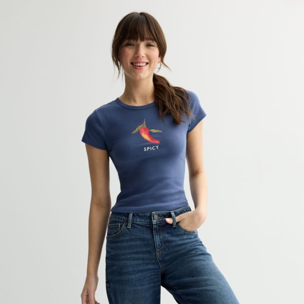

Облегающая футболка для подростков Baby Tee So, цвет blue graphic