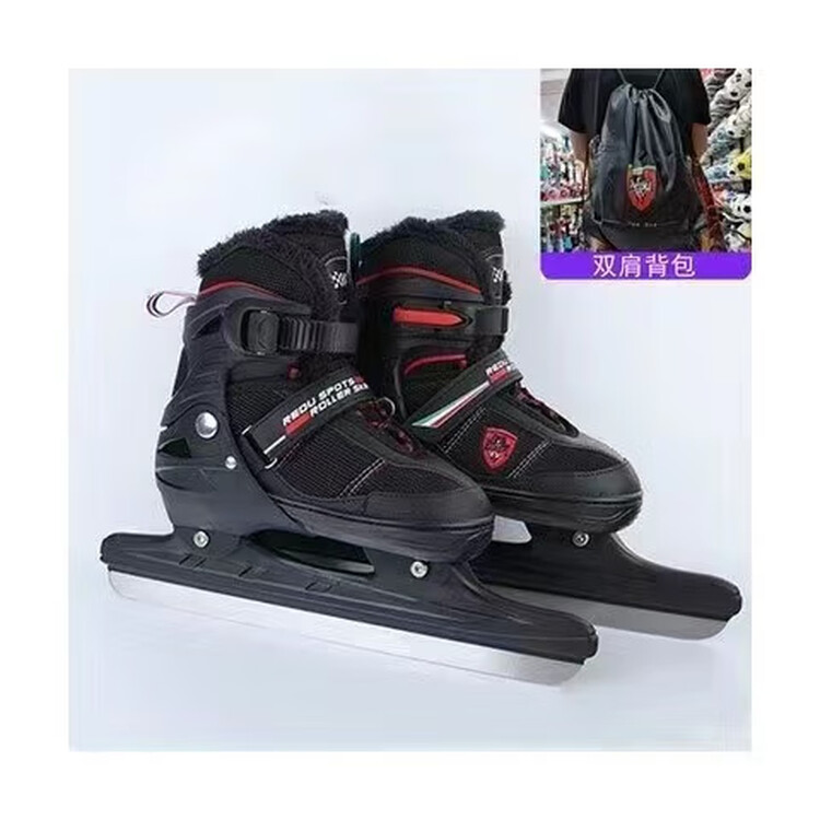 

EDEA Утепленные коньки с флисовой подкладкой, фигурные коньки для взрослых, начинающих и детей, для занятий в университете, черные скоростные лезвия + сумка через плечо, S[-33] 30
