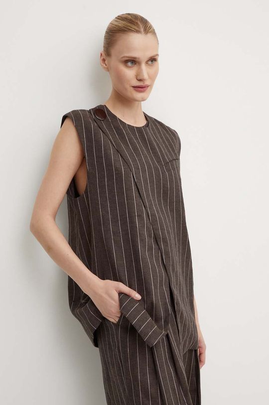 

Льняной жилет Enid - Casual Linen Stripe Day Birger et Mikkelsen, коричневый