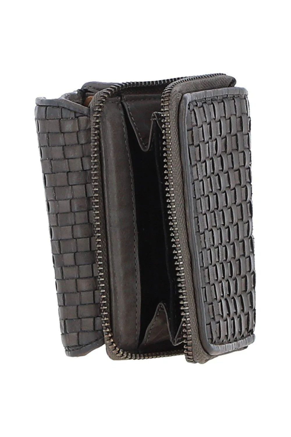 

Винтажный плетеный кожаный кошелек на 7 карт Ashwood Leather, серый