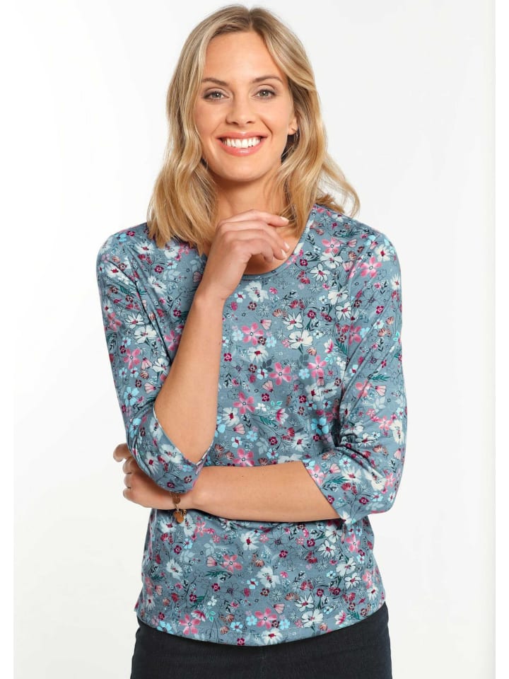 

GOLDNER Укороченный размер: Футболка с принтом. Изысканная футболка с принтом и рукавами 3/4, светло-голубого/многоцветного цвета, Синий, GOLDNER Укороченный размер: Футболка с принтом. Изысканная футболка с принтом и рукавами 3/4, светло-голубого/многоцв