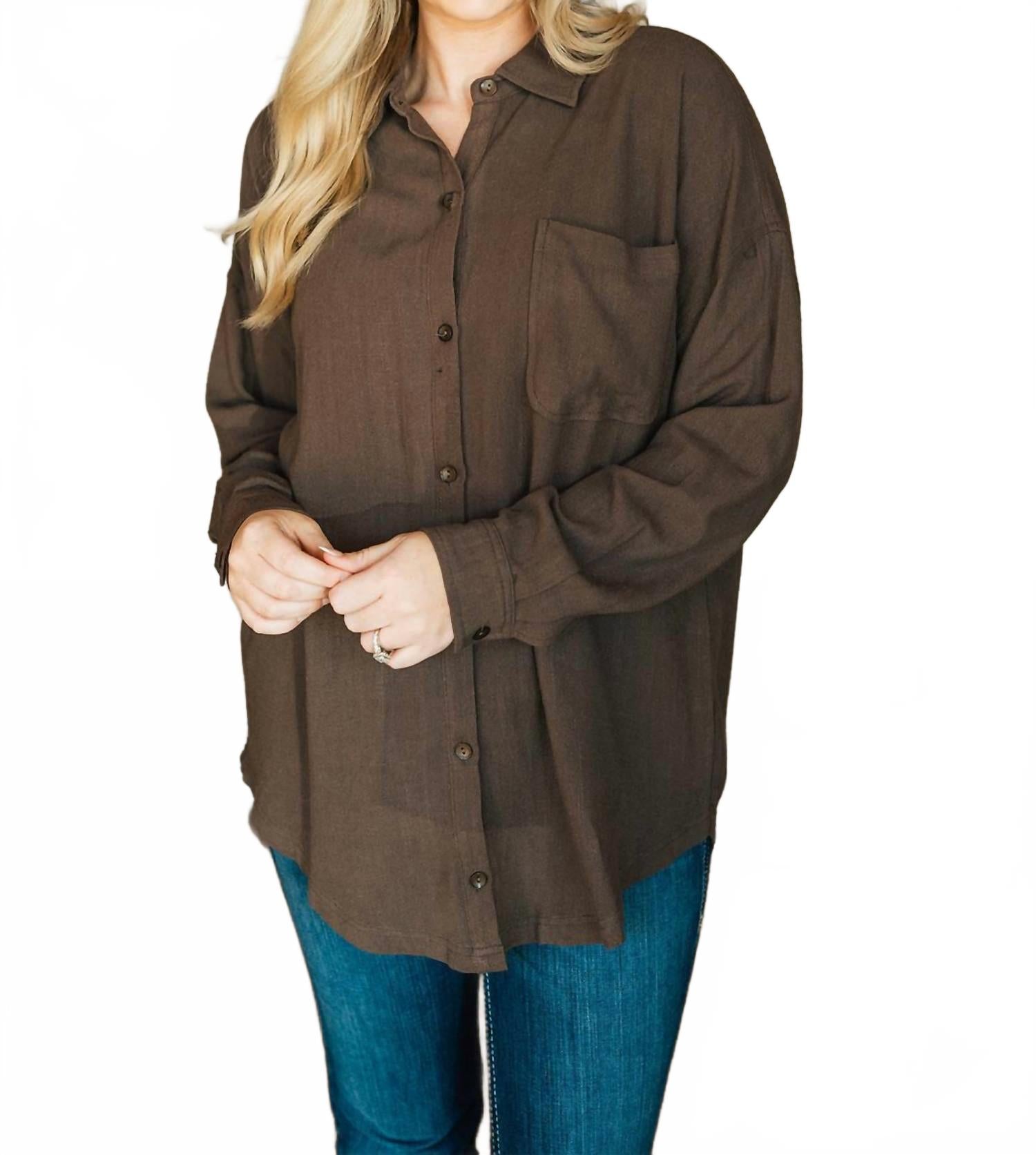 

Оверсайз рубашка на пуговицах в шоколадно-коричневом цвете Before You Collection