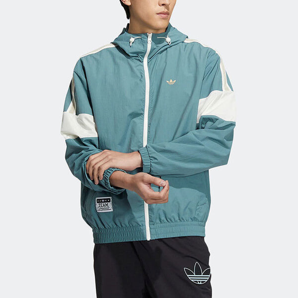 Куртка Men's adidas originals Colorblock Logo Athleisure Casual Sports Hooded Jacket Autumn Green, зеленый — фото 3