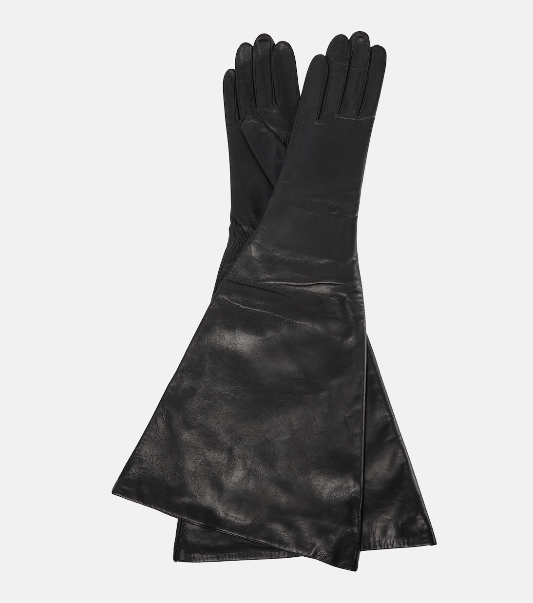

Расклешенные кожаные перчатки Alaïa, черный