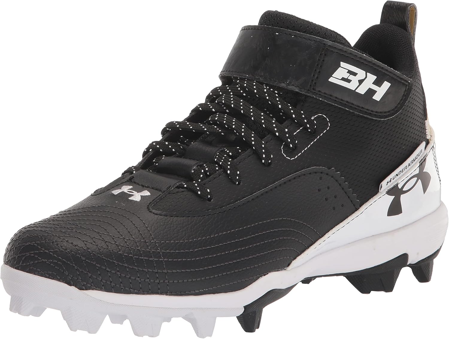 Бейсбольные бутсы Under Armour Men's Harper 7 Mid с резиновой подошвой, черно-белый