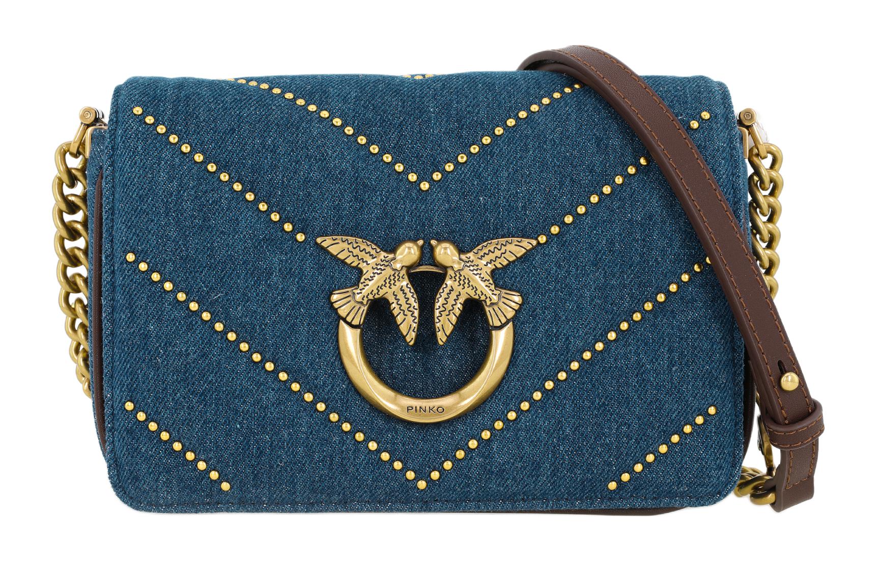

Джиговая сумка с ласточкой, через плечо, кроссбоди женская синяя PINKO