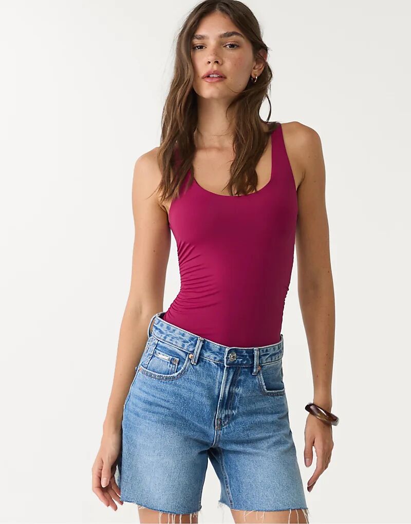 

Боди Stradivarius Gathered из полиамида светло-розового цвета