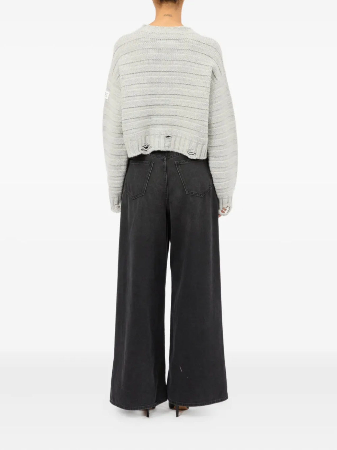 Свитер с круглым вырезом MM6 Maison Margiela, серый — фото 4