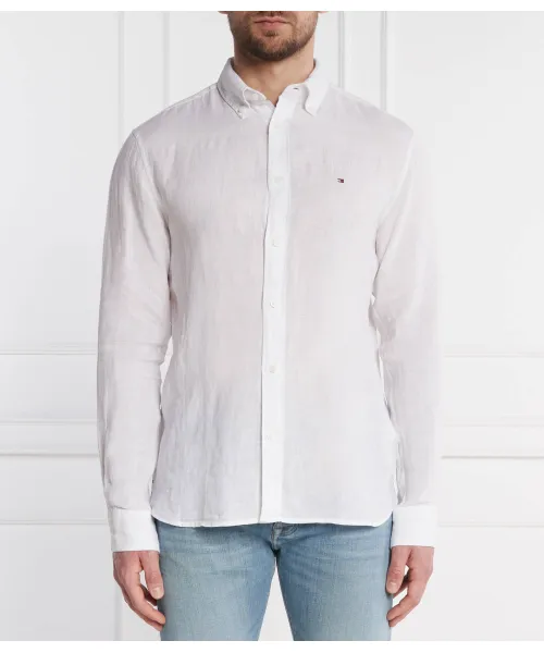 

Рубашка из льна, окрашенная пигментом Regular fit Tommy Hilfiger, белый