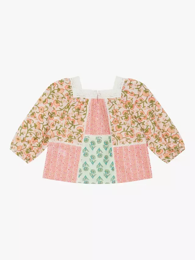 Детская блузка с квадратным вырезом и цветочным лоскутным узором, розовая Angels by Accessorize — фото 2
