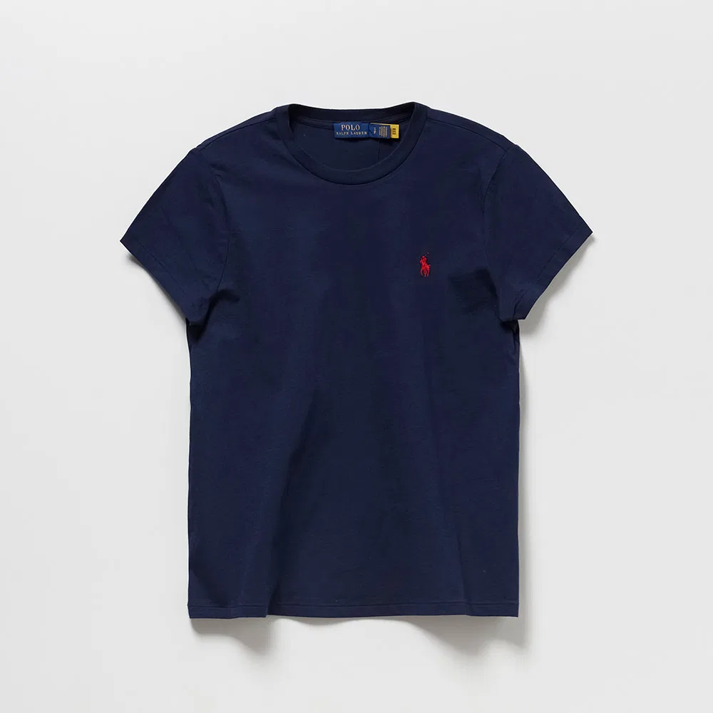 Женская хлопковая футболка с круглым вырезом, тёмно-синяя, от Polo Ralph Lauren