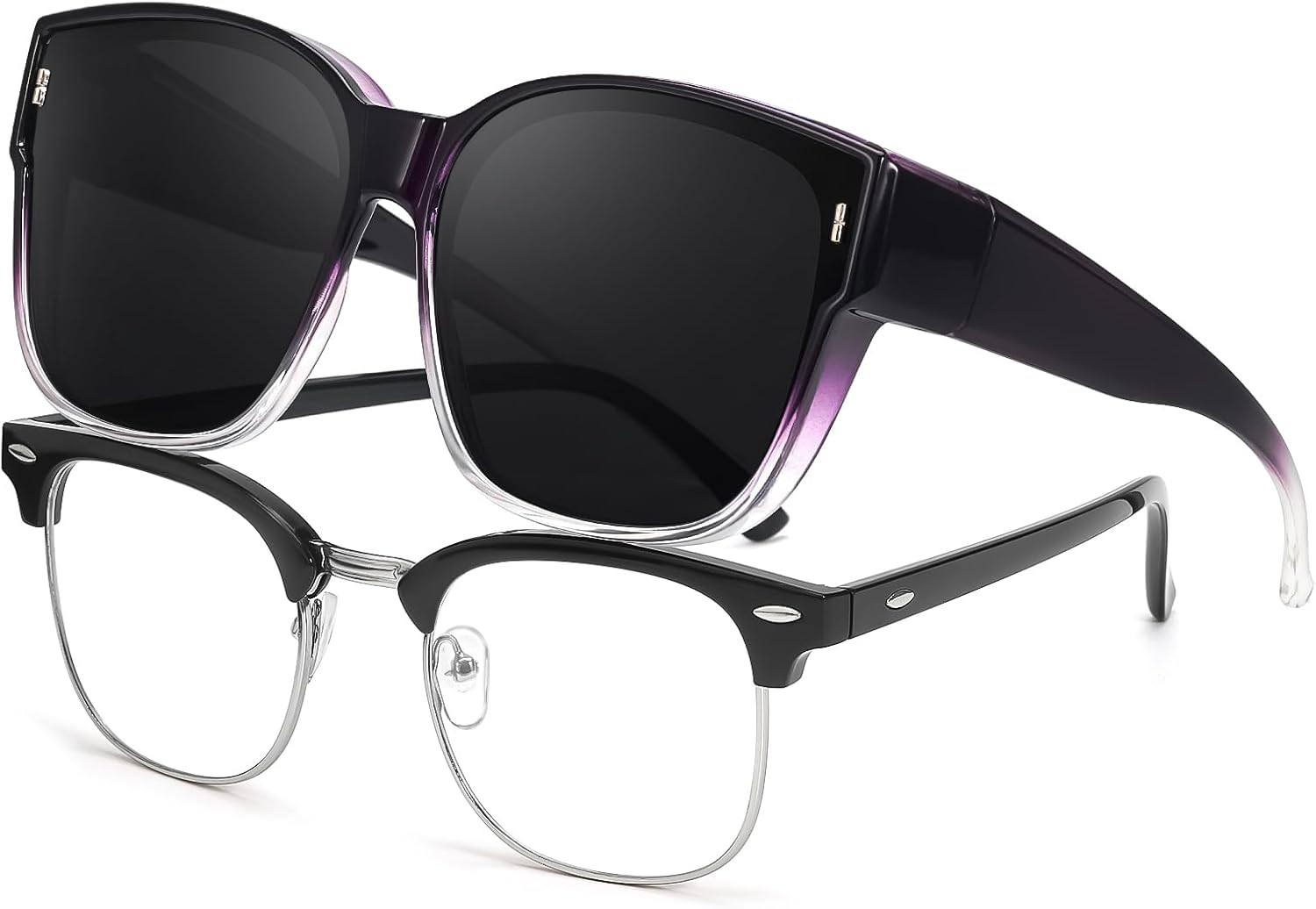 

Женские поляризованные солнцезащитные очки TJUTR, модные, увеличенного размера, с защитой от УФ-излучения, надеваются поверх очков с диоптриями (TS3091), A2 Gradient Purple/Grey