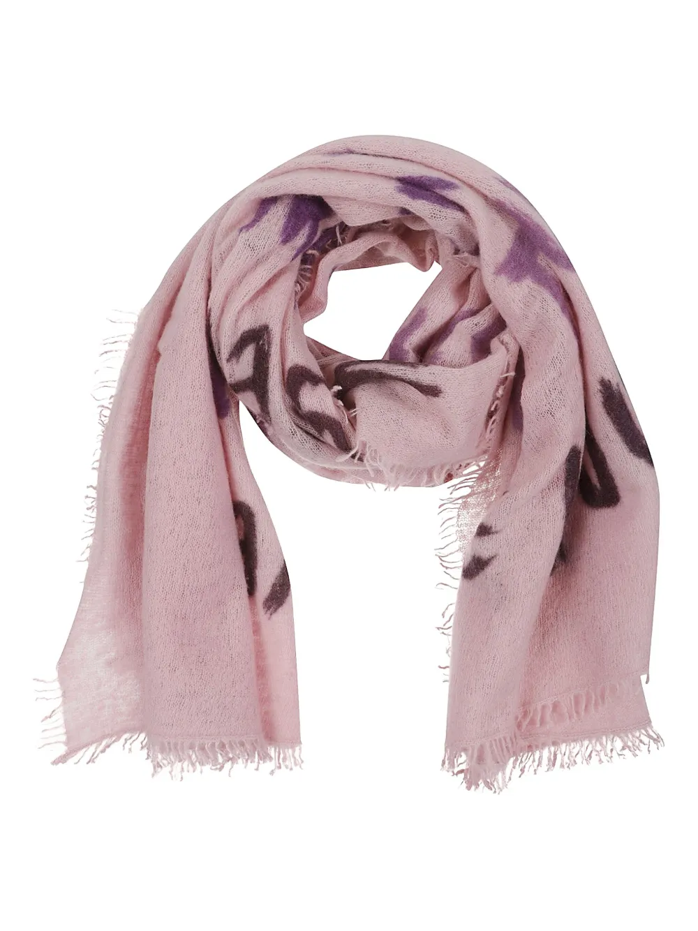 

Шарф с бахромой и буквенным узором Mala Alisha, розовый