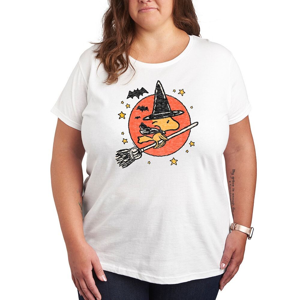 

Плюс размер Футболка с рисунком арахиса Woodstock Witch Licensed Character, белый