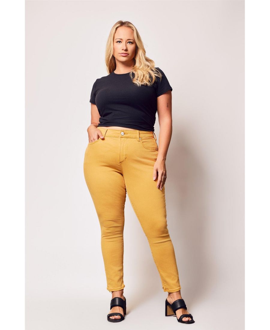 

Узкие брюки с высокой посадкой больших размеров SLINK Jeans, Golden yellow