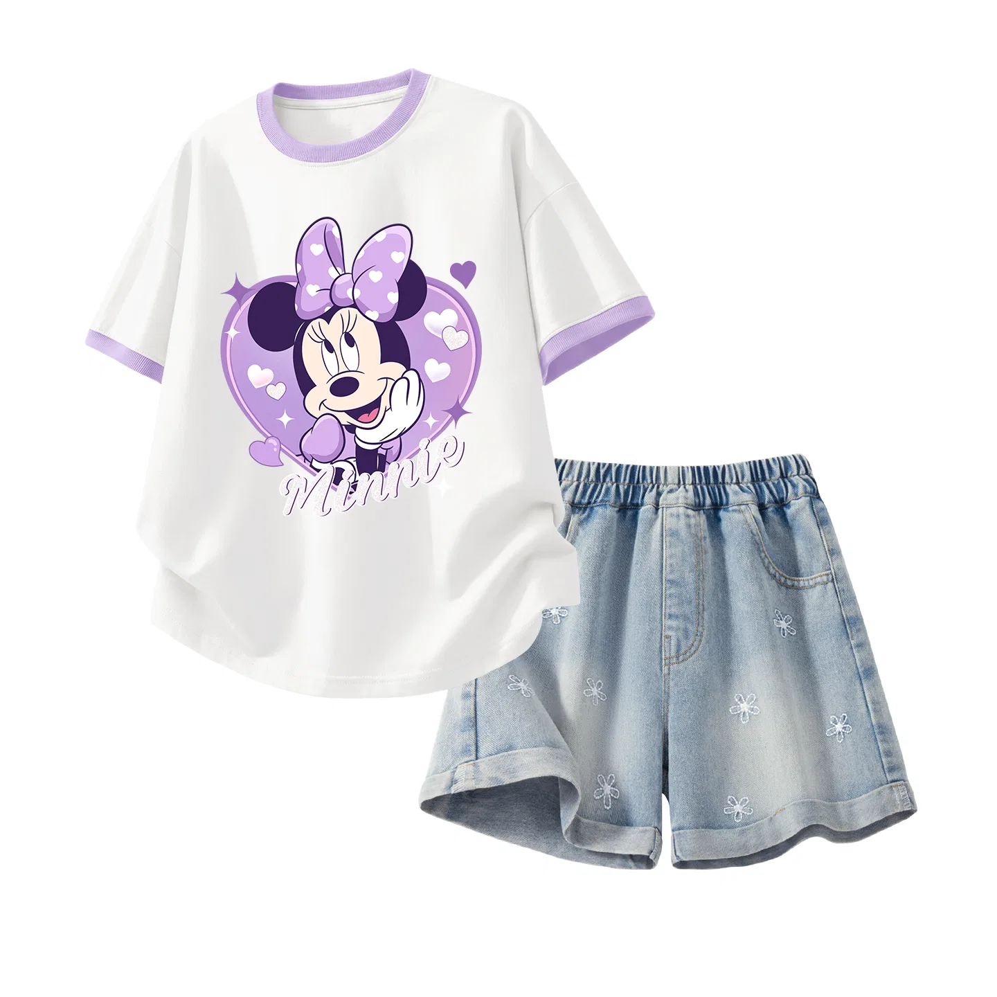 Спортивный костюм для детей Disney Casual Sportswear с принтом Daisy Heart, бело-фиолетовый и джинсово-синий