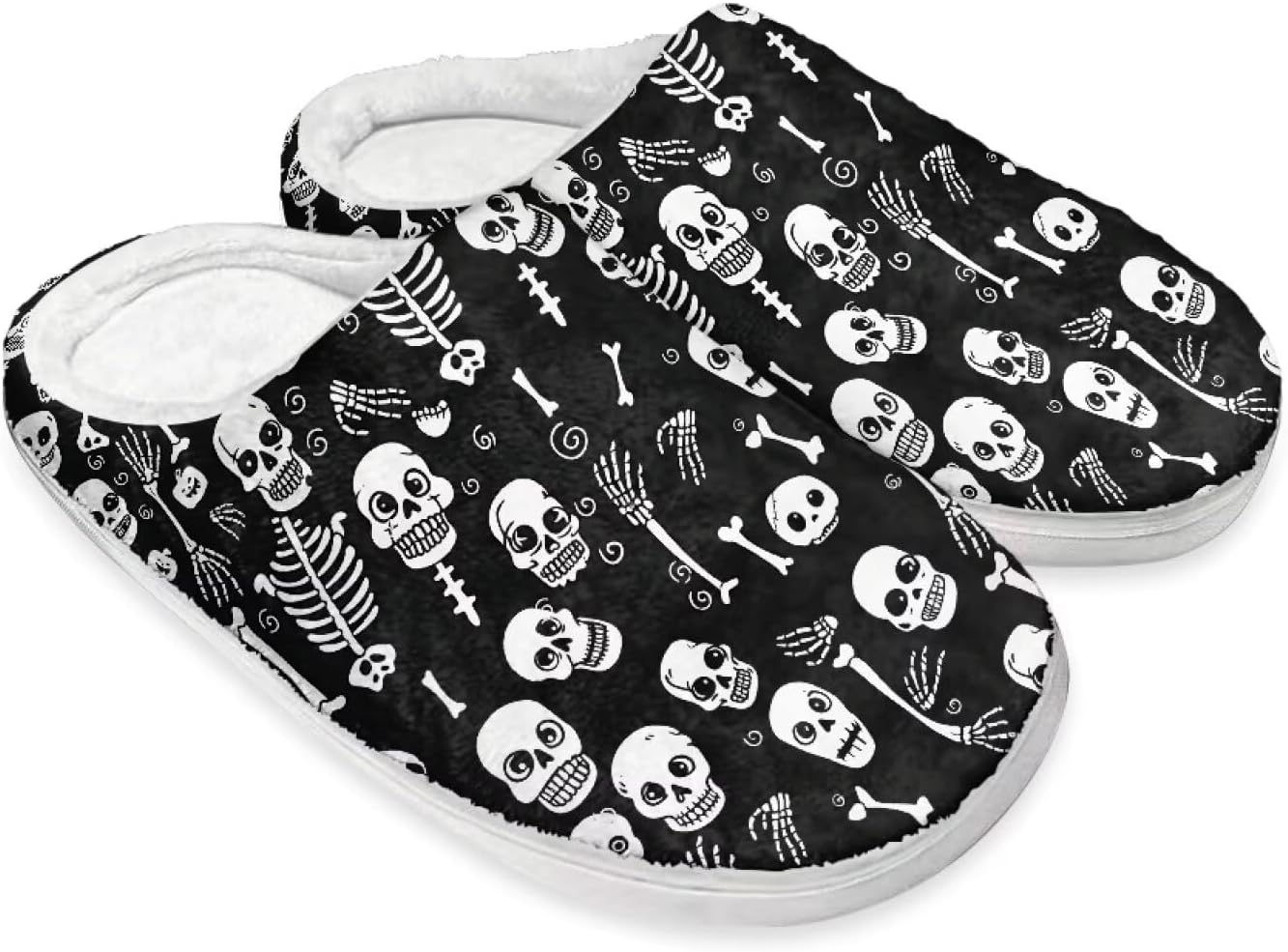 

Домашние тапочки на Хэллоуин из хлопка для женщин и мужчин, праздничные тапочки для дома, мягкие и теплые тапочки для спальни Buxolandt, Halloween Skull Print
