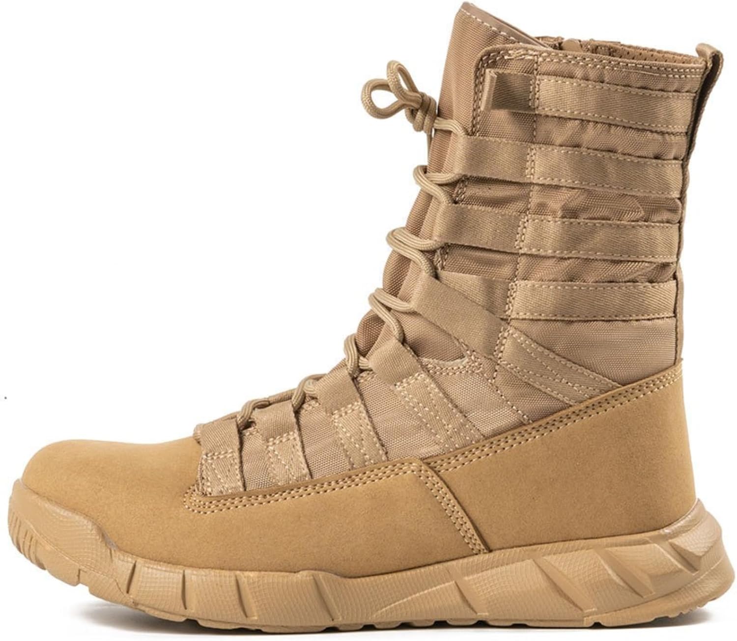 

Мужские высокие кожаные тактические ботинки QKLMWES с шнуровкой и боковой молнией, легкая нескользящая резиновая подошва, пустынные боевые ботинки для походов, путешествий, армии, джунглей и охоты, бежевый