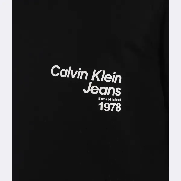 Толстовка свободного кроя с круглым вырезом и рассеянным логотипом Calvin Klein, черный — фото 4