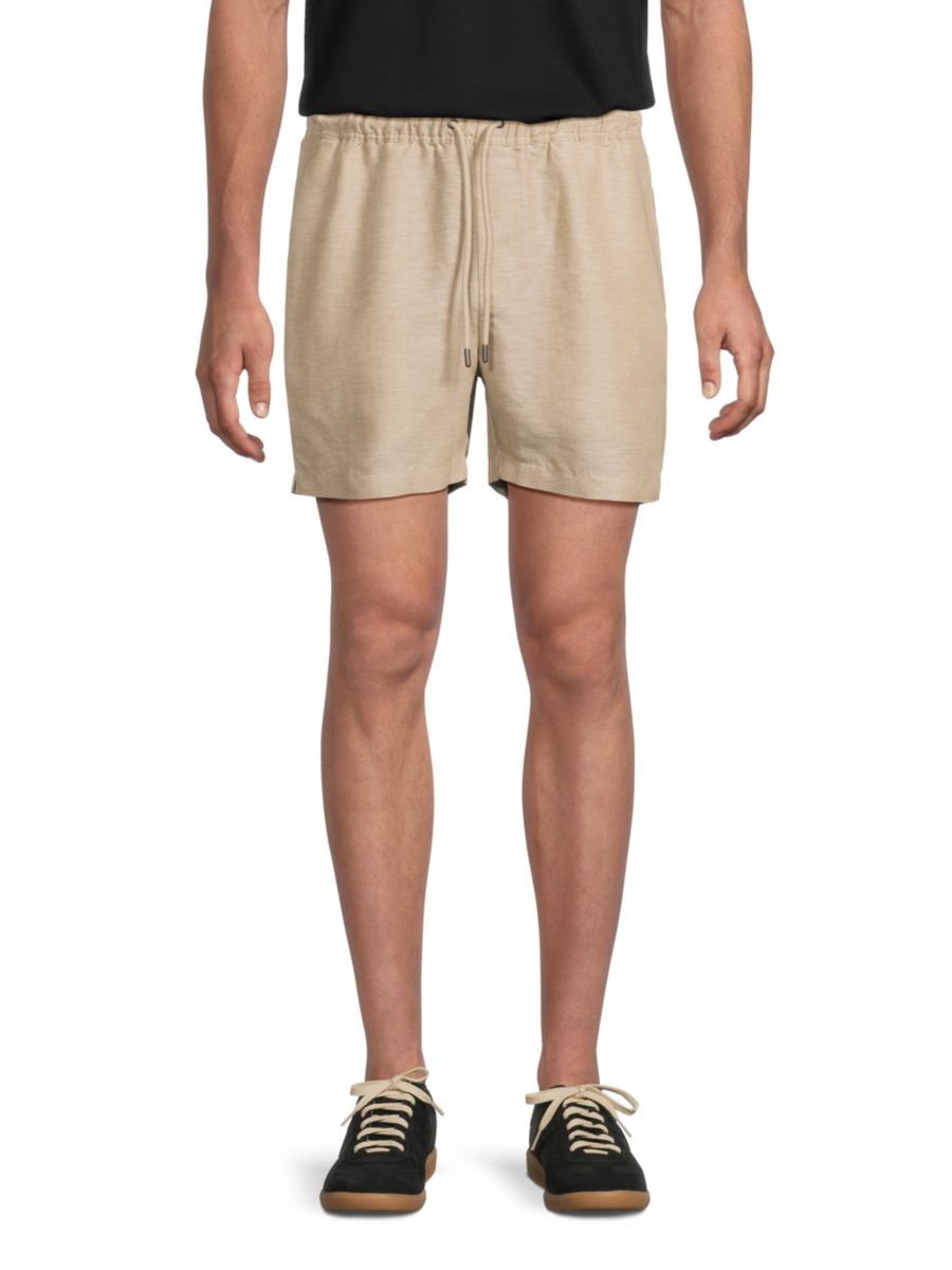 

Шорты Air из смесовой льняной ткани с завязками Onia, желто-коричневый