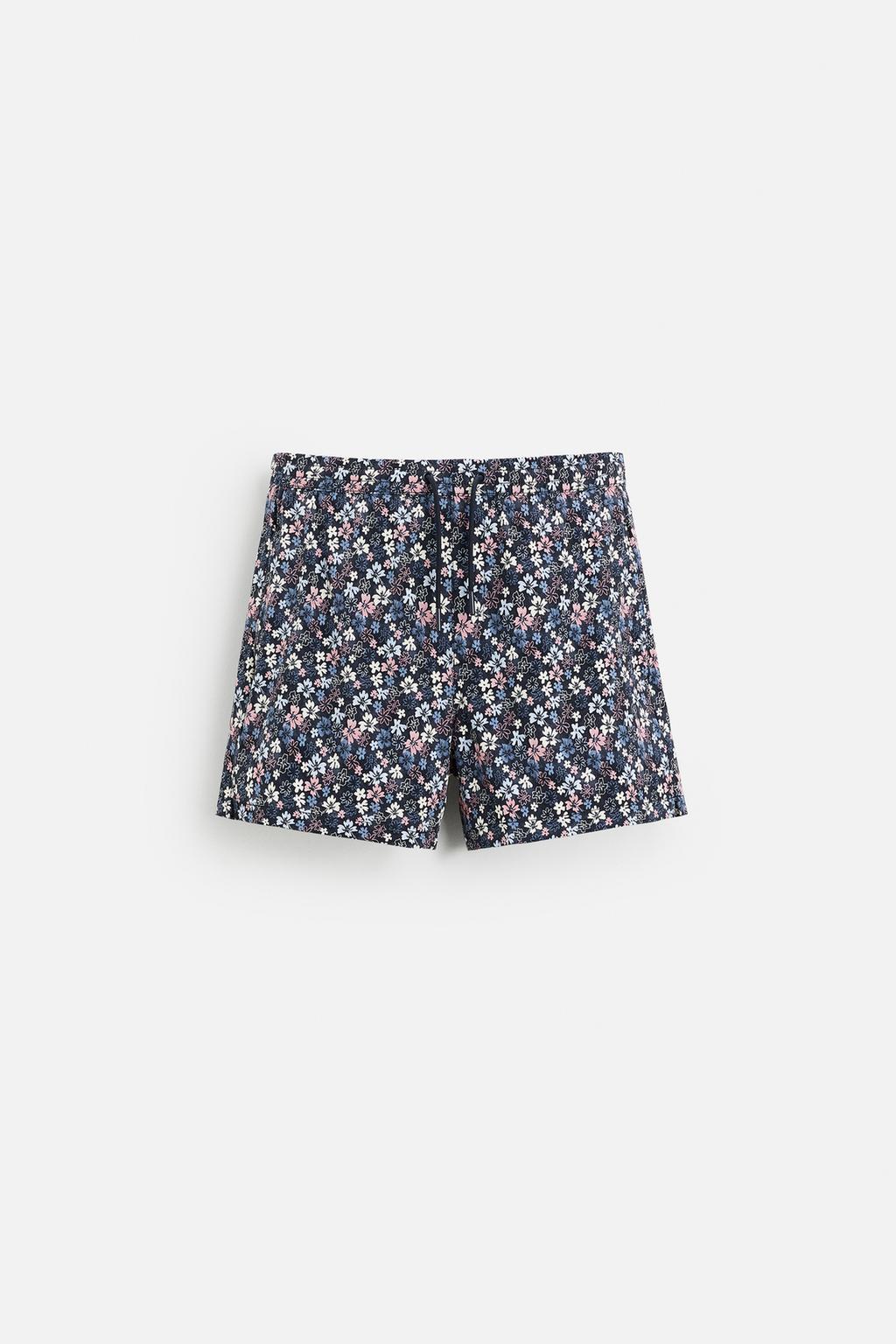 

Обычные плавки с цветочным принтом ZARA, темно-синий