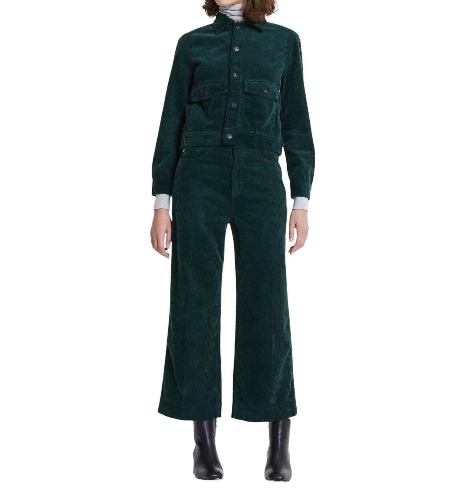 

Укороченные брюки Etta Corduroy Wide Leg в зеленом цвете AG Jeans