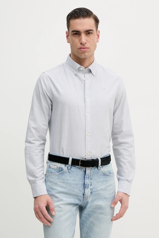 

Хлопковая рубашка в полоску Oxtown Tailored Shirt Barbour, серый
