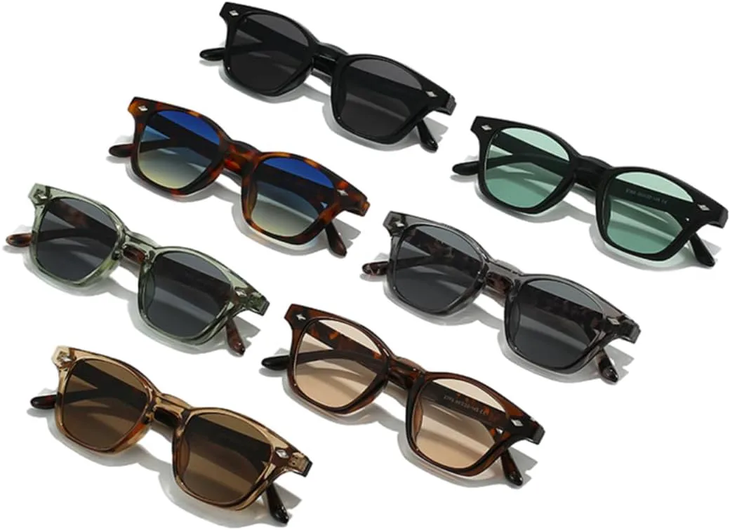 

Модные женские солнцезащитные очки «кошачий глаз» в стиле ретро с заклепками, мужские — зеленый чай, защита от УФ-излучения UV400 HHZZYVY, Leopard Blue Yellow