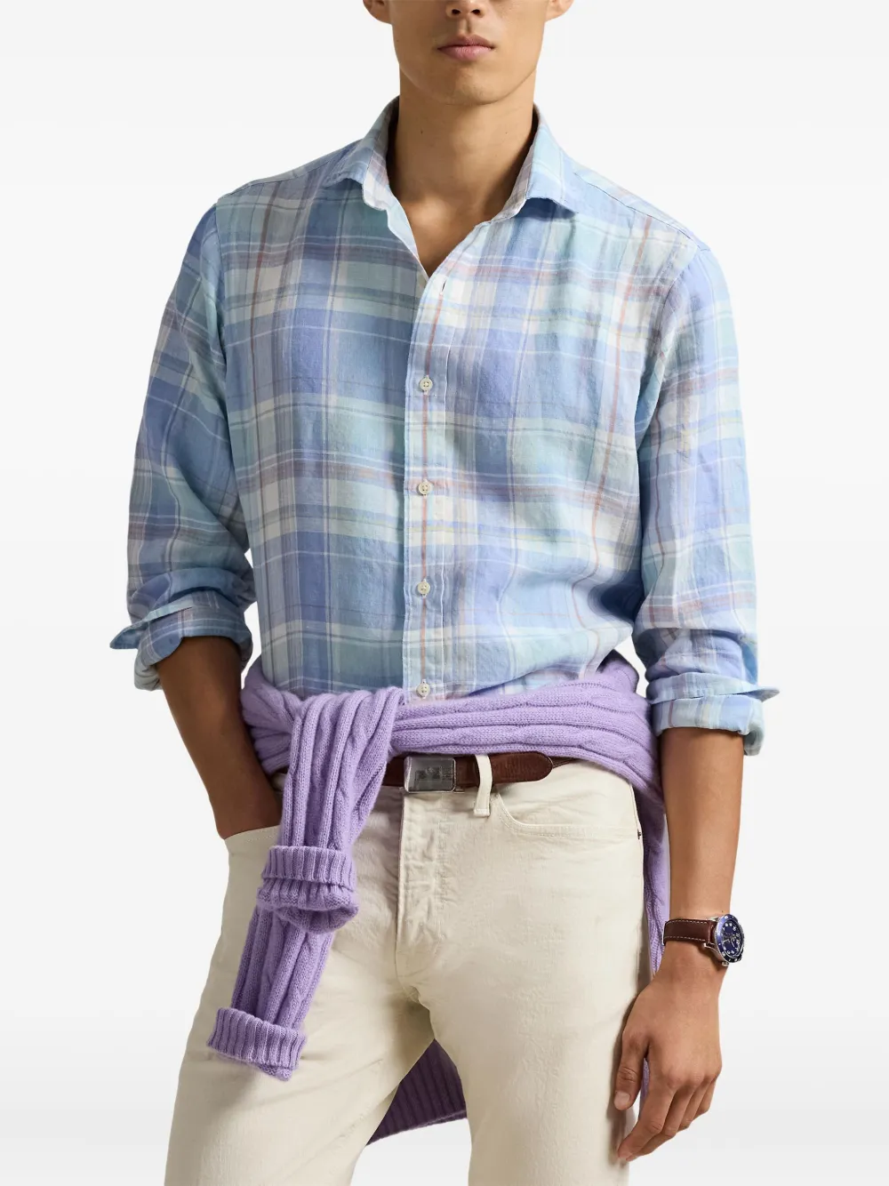 Рубашка в клетку Polo Ralph Lauren, синий — фото 3